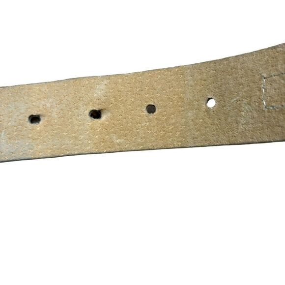 Ladies White Genuine Leather Belt with Silver Hardware Size XL - Picture 3 of 14